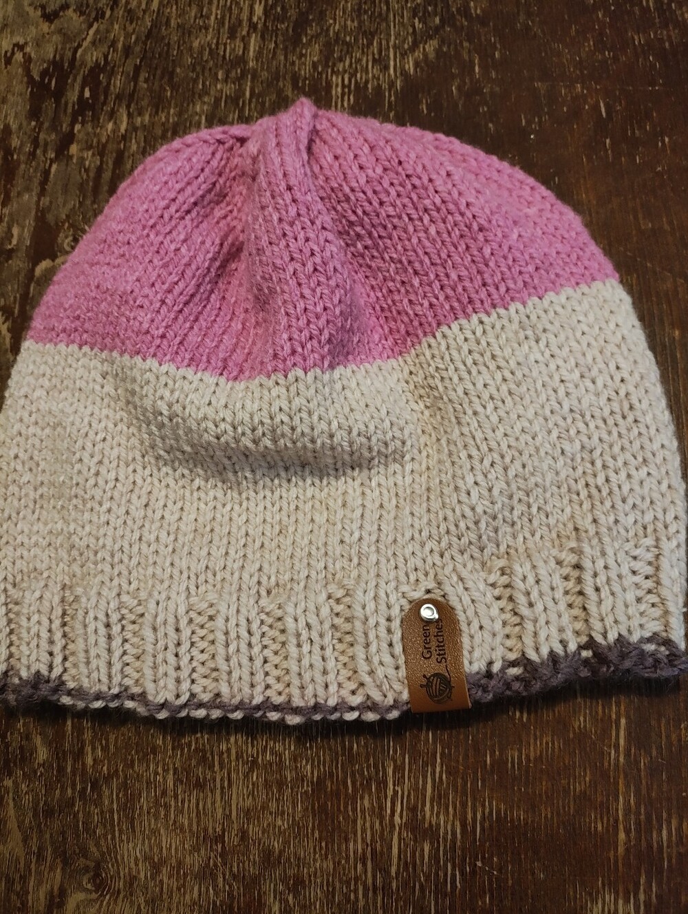 Pink and Cream Knit Beanie